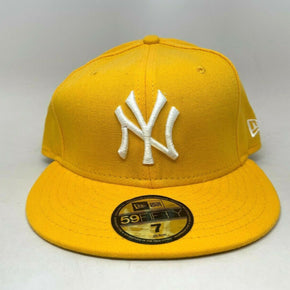 Men's New Era Custom New York Yankees 5950 Fitted Cap  (Yellow // White) / HAT SIZE Size 7 1/2 = 23 1/2 in = 59.6 cm