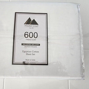 DL Mayfair Linen 100% Egyptian Cotton Sheets White  King Sheets Set 600 Thread