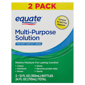 Equate Multi-Purpose Solution Twin Pack, 12 fl oz, 2 Count New