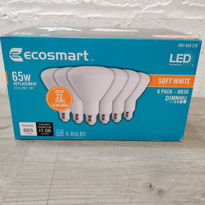 Ecosmart LED Light Bulbs Soft White Dimmable 65w Replacement 9w 6 Bulbs NEW