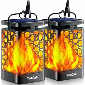 TomCare Solar Lights Upgraded Solar Lantern Flickering Flame Outdoor Hanging Lan