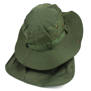 Boonie Hat Neck Flap Cover Wide Brim Visor Fishing Camping Hiking Cap Bucket / Color Green
