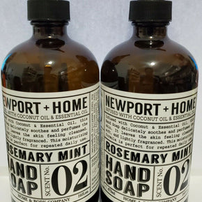 2 Bottles Newport + Home Hand Soap, Rosemary Mint 16 oz w Coconut&Essential Oil