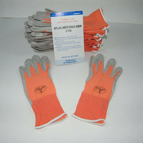 ATLAS 370 SHOWA WORK GLOVES NITRILE RUBBER PALMS - 12 PAIR - SMALL / MANGO