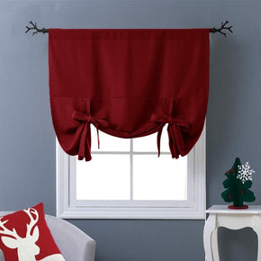 Blackout Thermal Drapes Curtains Tie Up Shades Short Kitchen Window Decors 63"L / Color Burgundy Red