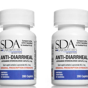 Anti-Diarrheal 2MG 400 Caplets by SDA LABS (2 bottles 200 Caplet each)