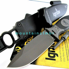 Browning Tactical Hunter Ignite Titanium Fixed Knife Flint Fire Starter 160