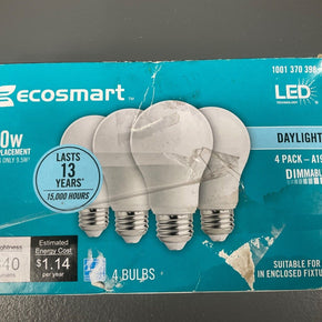 EcoSmart 60-W. Equiv Daylight A19 Dimmable Energy Star LED Light Bulb (4-Pack)