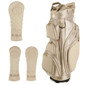 iBella Ladies 14-WAY Padded Golf Club Cart Bag - with 3 Matching Headcovers- Tan