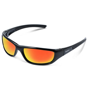 Duduma Polarized Sports Sunglasses for Men Women Baseball Running Cycling / Lens Color Black frame with red mirror lens