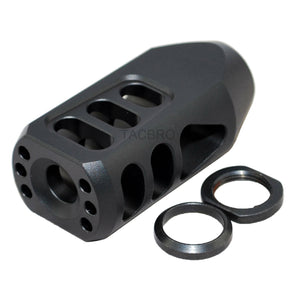 Black 5/8"x24 RH Tanker Style Muzzle Brake For 350 Legend - 6061-T6 Aluminum