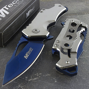 5.75" MTECH USA MINI SPRING ASSISTED FOLDING POCKET KNIFE w/ BOTTLE OPENER Blue