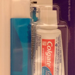 TRAVEL TOOTHBRUSH & TOOTHPASTE KIT, SELECT: Colgate or Crest & Case Color / Toothpaste Brand & Case Color Colgate Blue Case