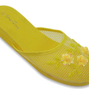 Women's Chinese Mesh Slipper Sequin Floral Beaded Sandals Flip Flops House Shoes / Color Yellow -#-3708 / US Shoe Size (Women's) 8