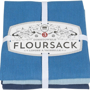 Now Designs Floursack Kitchen Towels, Set of Three, Moonlight Blue/Cool Blue/Ind