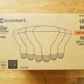 EcoSmart 65-Watt Equivalent BR30 Dimmable LED Light Bulb Soft White (6-Pack)