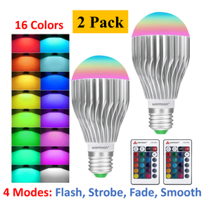 2 Pack 16 Colors Changing Magic Light E27 RGB LED Lamp Bulb with Remote Control