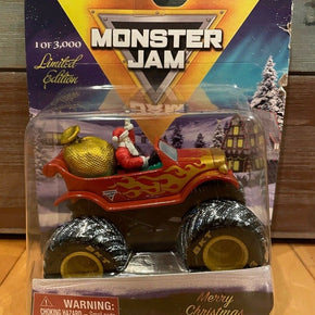 2021 Spin Master Monster Jam Merry Christmas Holiday Truck Sleigh Santa LE 3000