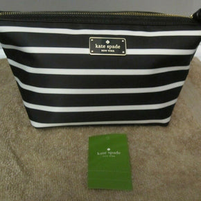 Kate Spade Jodi Wilson Road French Stripe in Black Multi Cosmetic Bag - NWT