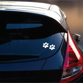 Paw Print Dog Decal - Car Window Vinyl Decal - Animal Decal / Color White / Size (2) 3" Paw Prints