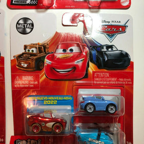 Disney Pixar Cars Mini Racers 3 Pack 2022 **You Pick** Damaged King, UFM, Mator / Cars Radiator Springs Lightning, Rotor Turbosky, Sally