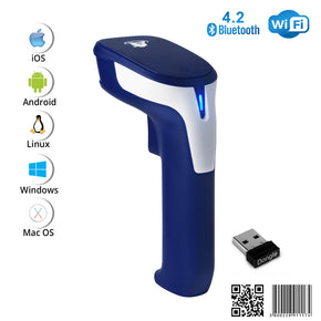 1D/2D Wireless Bluetooth Barcode Scanner: 3-in-1 Handheld, USB QR Code Reader