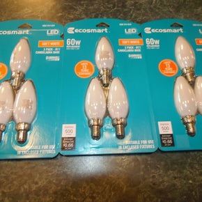 3 PKS-3 PACK EcoSmart 60 Watt Equ. 5.5 w Dimmable LED Light Bulb Soft White RM-2