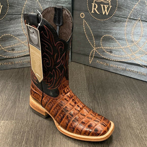 MEN'S RODEO COWBOY ALLIGATOR TAIL PRINT WESTERN SQUARE TOE BOOTS MEXICO PRODUCT / COLORS COGNAC / US Shoe Size (Men's) 11