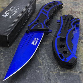 MTECH USA 8.25" BLUE SPRING ASSISTED TACTICAL FOLDING POCKET KNIFE Assist Open