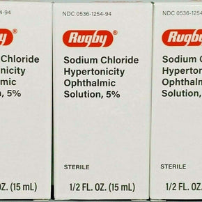 Rugby Sodium Hypertonicity Ophthalmic Solution Eye Drops 5% 15 ml Pack of 3