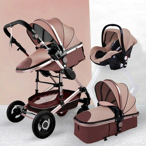 Baby Stroller Set 3 in 1 Newborn Infant Bassinet Travel System with CarSeat New / Stroller Color Brown