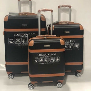 NEW LONDON FOG VINTAGE HARDSIDE SPINNER LIGHTWEIGHT 3 Piece LUGGAGE SET BLACK