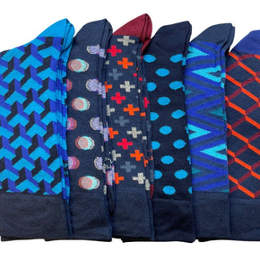 6-Pack EASTON MARLOWE NAVY-Bright Colors Dress Socks ; Men's US Size 10-13 *NEW*