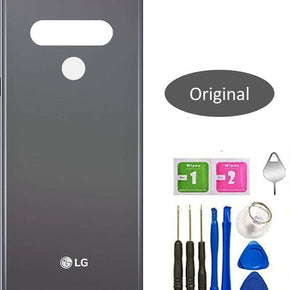 LG Stylo 6 Q730 Glass Battery Back Cover Door Panel Replacement White Grey Blue / Manufacturer Color Gray (no camera frame)