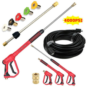 High Pressure 4000PSI Car Power Washer Gun Spray Wand Lance Nozzle + Hose Kit / Option Washer gun+Extension wand+5 Nozzl+26FT Hosee