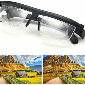 Dial Adjustable Glasses Variable Focus Instant Reading Distance Vision Eyeglass / Hard Shell Glasses Case Glasses only