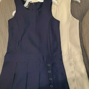 Girls Jumper Dress Style School Uniforms Khaki & dark Navy