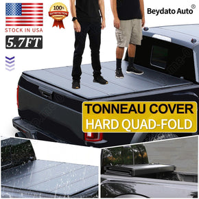 5.7FT FRP Hard Quad-Fold Tonneau Cover For 2009-2023 Dodge Ram 1500 Short Bed