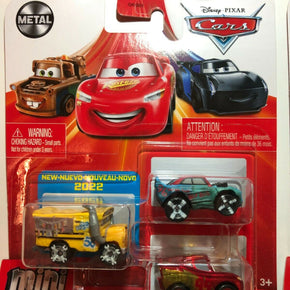 Disney Pixar Cars Mini Racers 3 Pack 2022 **You Pick** Damaged King, UFM, Mator / Cars Miss Fritter, Fishtai, Racing Center Lightning