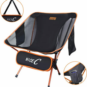 NiceC Ultralight Portable Folding Backpacking Camping Chair with 2 Storage Bags