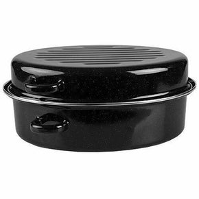 Steel Roaster Pan with Lid, 14", Black