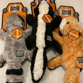 Power House Dog Toy Skunk Fox Raccoon New Strong Ultra Durable