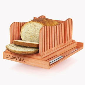 Bamboo Bread Slicer | Bread Loaf Slicing Machine With Crumbs Tray | Easy To Use