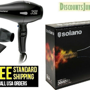 Solano 3500 Lite Professional Salon Hair Blow Dryer Italy Black Super Italian