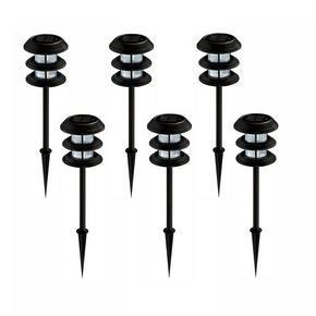 Hampton Bay Solar Pathway Lights Outdoor LED 3 Tier Landscape Path 6 Pack Home