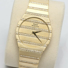 Piaget Polo 34mm 18k Yellow Gold Diamond Quartz Watch 7661 C 705