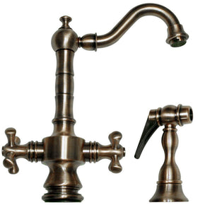 Whitehaus Vintage III Short Traditional Spout Side Sprayer Kitchen Bar Faucet in