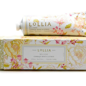 Lollia BELIEVE Cabbage Rose & Citrus Hand Cream 4 oz w/ Shea Butter