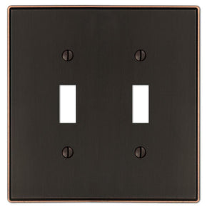 Hampton Bay Ansley 2-Gang Toggle Metal Aged Bronze Wall Plate