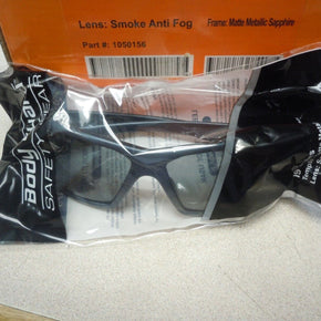 I9 Series Matte Black Metallic Sapphire Frame/Smoke Anti-Fog Lens safety glasses